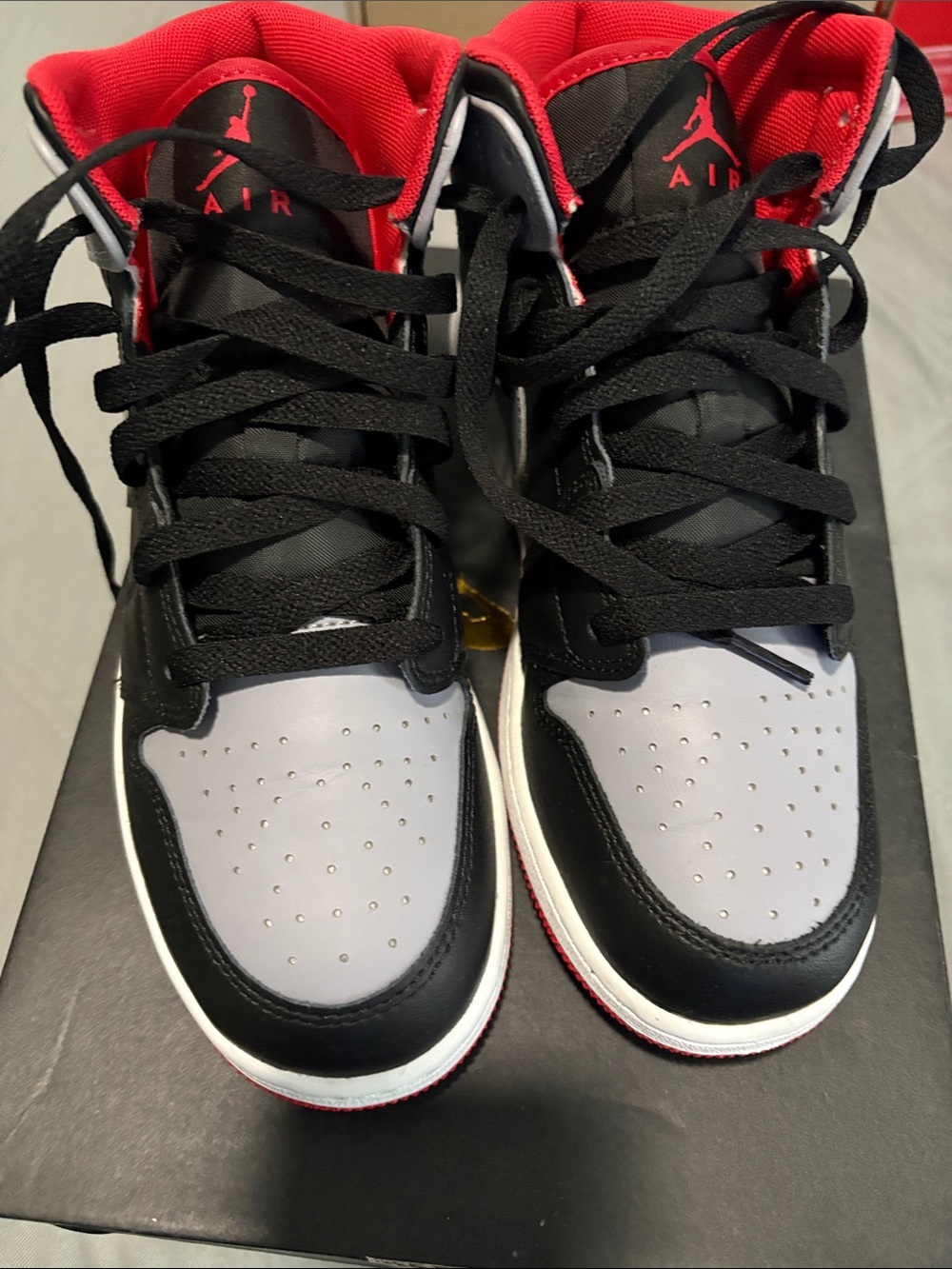 Jordan Kids High-Top Sneakers in Black, Gray & Red